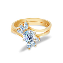 Ioka Jewelry - 14K Yellow Solid Gold 1 Ct. Round Cut Cubic Zirconia CZ Wedding Ring Set