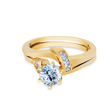 Ioka Jewelry - 14K Yellow Solid Gold 1 Ct. Round Cut Cubic Zirconia CZ Wedding Ring Set