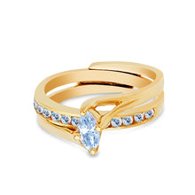 Ioka Jewelry - 14K Yellow Solid Gold 0.5 Ct. Marquise Cut Cubic Zirconia CZ Wedding Ring Set