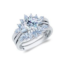 Ioka Jewelry - 14K White Solid Gold 1 Ct. Round Cut Cubic Zirconia CZ Wedding Ring Set
