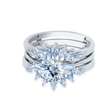 Ioka Jewelry - 14K White Solid Gold 1 Ct. Round Cut Cubic Zirconia CZ Wedding Ring Set