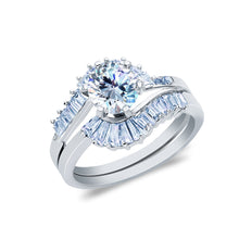 Ioka Jewelry - 14K White Solid Gold 1 Ct. Round Cut Cubic Zirconia CZ Wedding Ring Set