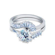 Ioka Jewelry - 14K White Solid Gold 1 Ct. Round Cut Cubic Zirconia CZ Wedding Ring Set