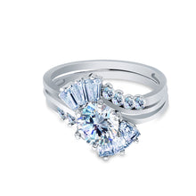 Ioka Jewelry - 14K White Solid Gold 1 Ct. Round Cut Cubic Zirconia CZ Wedding Ring Set