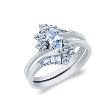 Ioka Jewelry - 14K White Solid Gold 0.75 Ct. Marquise Cut Cubic Zirconia CZ Wedding Ring Set
