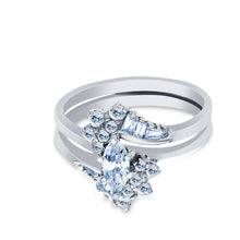Ioka Jewelry - 14K White Solid Gold 0.75 Ct. Marquise Cut Cubic Zirconia CZ Wedding Ring Set