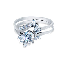 Ioka Jewelry - 14K White Solid Gold 0.75 Ct. Round Cut Cubic Zirconia CZ Wedding Ring Set
