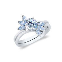 Ioka Jewelry - 14K White Solid Gold 1.0 Ct. Round Cut Cubic Zirconia CZ Wedding Ring Set
