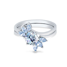 Ioka Jewelry - 14K White Solid Gold 1.0 Ct. Round Cut Cubic Zirconia CZ Wedding Ring Set