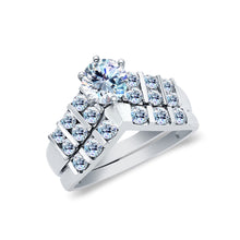 Ioka Jewelry - 14K White Solid Gold 1.0 Ct. Round Cut Cubic Zirconia CZ Wedding Ring Set