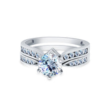 Ioka Jewelry - 14K White Solid Gold 1.0 Ct. Round Cut Cubic Zirconia CZ Wedding Ring Set