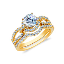 Ioka Jewelry - 14K Yellow Solid Gold 1.0 Ct. Round Cut Cubic Zirconia CZ Wedding Ring Set