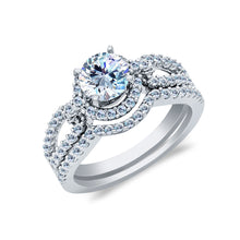 Ioka Jewelry - 14K White Solid Gold 1.0 Ct. Round Cut Cubic Zirconia CZ Wedding Ring Set