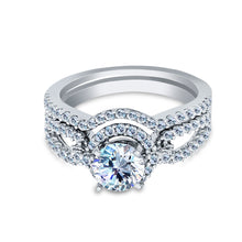 Ioka Jewelry - 14K White Solid Gold 1.0 Ct. Round Cut Cubic Zirconia CZ Wedding Ring Set