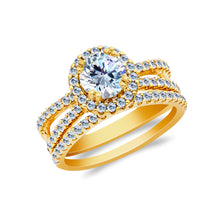 Ioka Jewelry - 14K Yellow Solid Gold 1.25 Ct. Round Cut Cubic Zirconia CZ Wedding Ring Set
