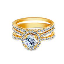 Ioka Jewelry - 14K Yellow Solid Gold 1.25 Ct. Round Cut Cubic Zirconia CZ Wedding Ring Set