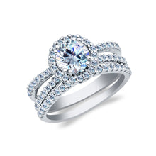 Ioka Jewelry - 14K White Solid Gold 1.25 Ct. Round Cut Cubic Zirconia CZ Wedding Ring Set