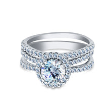 Ioka Jewelry - 14K White Solid Gold 1.25 Ct. Round Cut Cubic Zirconia CZ Wedding Ring Set