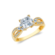 Ioka Jewelry - 14K Yellow OR White Solid Gold 1 Ct. Princess Cut Cubic Zirconia CZ Wedding Engagement Ring