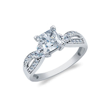 Ioka Jewelry - 14K White Solid Gold 1 Ct. Princess Cut Cubic Zirconia CZ Wedding Engagement Ring