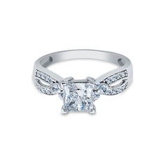 Ioka Jewelry - 14K White Solid Gold 1 Ct. Princess Cut Cubic Zirconia CZ Wedding Engagement Ring