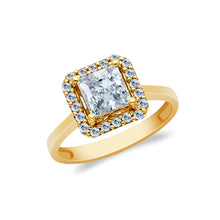 Ioka Jewelry - 14K Solid Gold 1.25 Ct. Princess Cut Cubic Zirconia CZ Wedding Engagement Ring