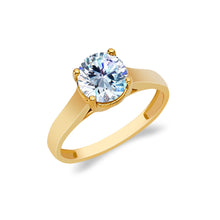 Ioka Jewelry - 14K Solid Gold Round Cut Cubic Zirconia CZ Wedding Engagement Ring