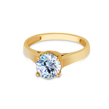 Ioka Jewelry - 14K Solid Gold Round Cut Cubic Zirconia CZ Wedding Engagement Ring