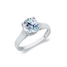 Ioka Jewelry - 14K White Solid Gold Round Cut Cubic Zirconia CZ Wedding Engagement Ring