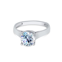 Ioka Jewelry - 14K White Solid Gold Round Cut Cubic Zirconia CZ Wedding Engagement Ring
