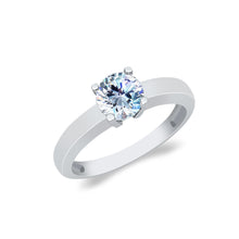 Ioka Jewelry - 14K White Solid Gold Round Cut Cubic Zirconia CZ Wedding Engagement Ring