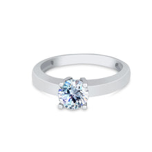Ioka Jewelry - 14K White Solid Gold Round Cut Cubic Zirconia CZ Wedding Engagement Ring