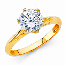 Ioka Jewelry - 14K Solid Gold Round Cut Solitaire Cubic Zirconia CZ Engagement Ring
