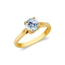 Ioka Jewelry - 14K Solid Gold Round Cut Cubic Zirconia CZ Wedding Engagement Ring