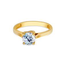 Ioka Jewelry - 14K Solid Gold Round Cut Cubic Zirconia CZ Wedding Engagement Ring