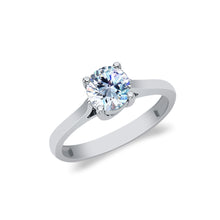 Ioka Jewelry - 14K White Solid Gold Round Cut Cubic Zirconia CZ Wedding Engagement Ring