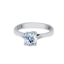 Ioka Jewelry - 14K White Solid Gold Round Cut Cubic Zirconia CZ Wedding Engagement Ring