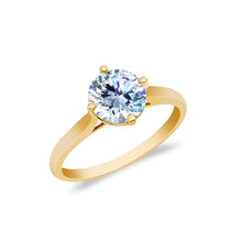 Ioka Jewelry - 14K Solid Gold Round Cut Cubic Zirconia CZ Wedding Engagement Ring