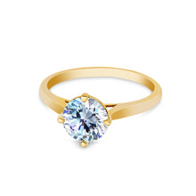 Ioka Jewelry - 14K Solid Gold Round Cut Cubic Zirconia CZ Wedding Engagement Ring