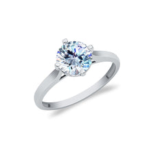 Ioka Jewelry - 14K White Solid Gold Round Cut Cubic Zirconia CZ Wedding Engagement Ring