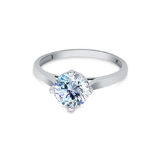 Ioka Jewelry - 14K White Solid Gold Round Cut Cubic Zirconia CZ Wedding Engagement Ring