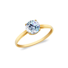 Ioka Jewelry - 14K Solid Gold Round Cut Cubic Zirconia CZ Wedding Engagement Ring