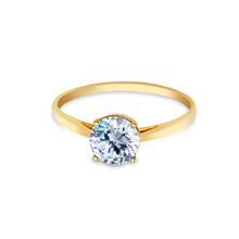 Ioka Jewelry - 14K Solid Gold Round Cut Cubic Zirconia CZ Wedding Engagement Ring