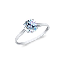Ioka Jewelry - 14K White Solid Gold Round Cut Cubic Zirconia CZ Wedding Engagement Ring