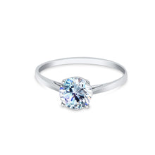 Ioka Jewelry - 14K White Solid Gold Round Cut Cubic Zirconia CZ Wedding Engagement Ring