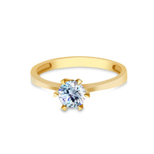 Ioka Jewelry - 14K Solid Gold Round Cut Cubic Zirconia CZ Wedding Engagement Ring