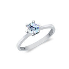 Ioka Jewelry - 14K White Solid Gold Round Cut Cubic Zirconia CZ Wedding Engagement Ring