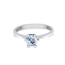Ioka Jewelry - 14K White Solid Gold Round Cut Cubic Zirconia CZ Wedding Engagement Ring