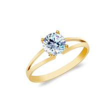 Ioka Jewelry - 14K Solid Gold Round Cut Cubic Zirconia CZ Wedding Engagement Ring