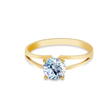 Ioka Jewelry - 14K Solid Gold Round Cut Cubic Zirconia CZ Wedding Engagement Ring